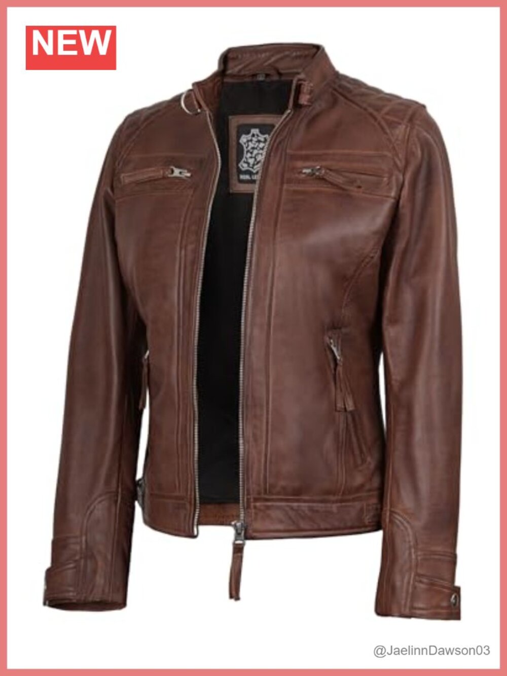 Genuine Lambskin Leather Jacket Quilted Cafe Racer Biker